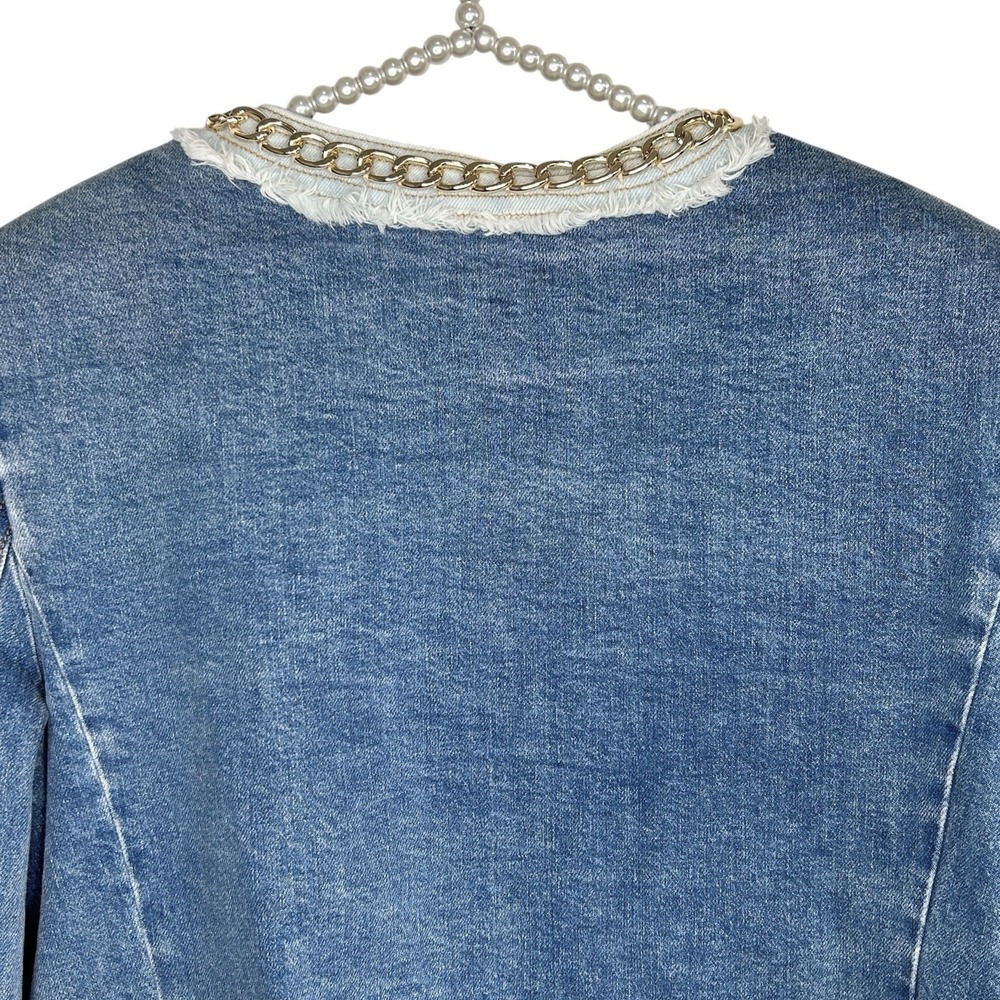 Alice +‎ Olivia Landon Cropped Denim Jacket Large Y2k NYE Designer Party NWT - Picture 8 of 16